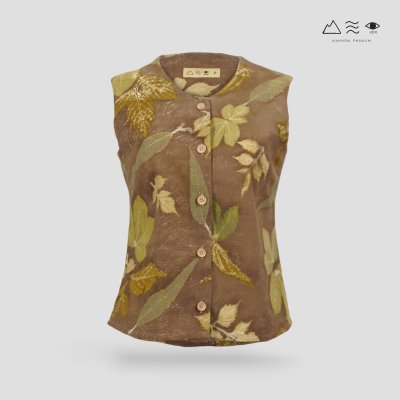 ECO เสื้อแขนกุด ญ กระดุมหน้า สียูคาลิปตัส