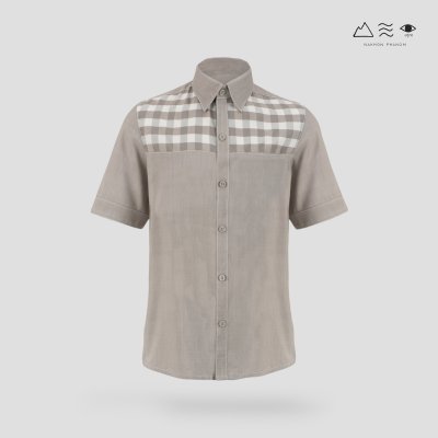 EPO เสื้อเชิ้ตแขนสั้น คอปก ช เทา
