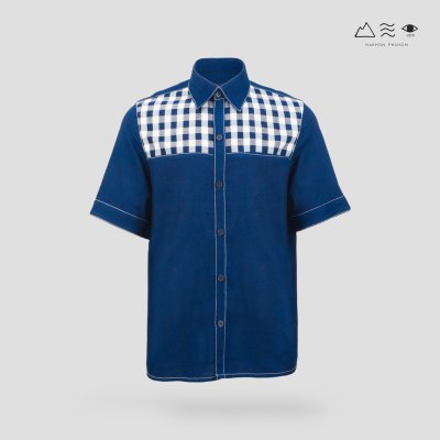 EPO เสื้อเชิ้ตแขนสั้น คอปก ช ครามเข้ม