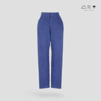 กางเกงขาแคบ ซิปหน้า ผ้าทอมือ 4 ตะกอ ครามเข้ม