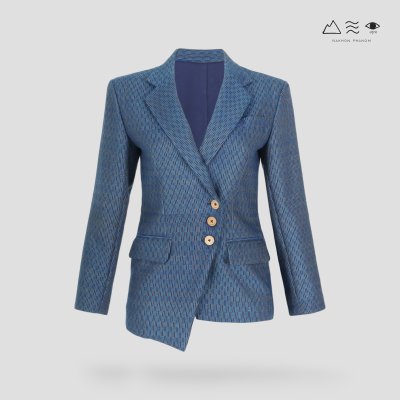 สูท ญ ผ้าทอมือลายราชวัตร คราม