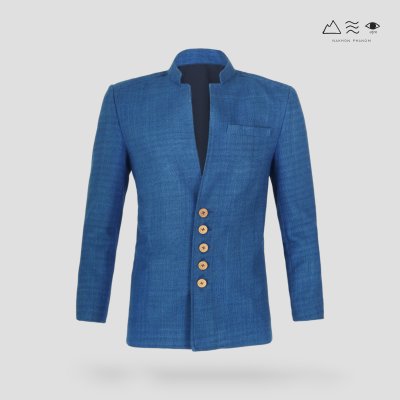 สูทคอจีนผ้าทอมือย้อมคราม ช