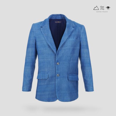 สูท ช ผ้าทอมือลายฟันปลา คราม 175 CM