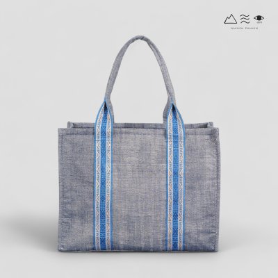 KHID กระเป๋า Tote ผ้าทอมือ สายยกขิด - ครามเทา