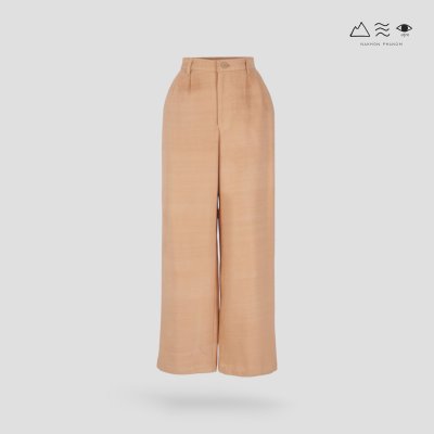 กางเกงขาบาน จีบเอว ผ้าทอมือ 4 ตะกอ เปลือกไม้