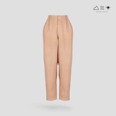 กางเกงทรงแคบ จีบเอว ผ้าทอมือ 4 ตะกอ เปลือกไม้