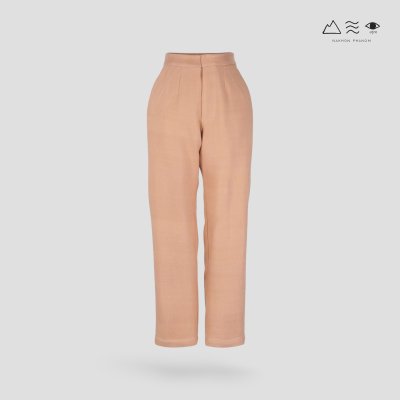 กางเกงขาแคบ ซิปหน้า ผ้าทอมือ 4 ตะกอ เปลือกไม้