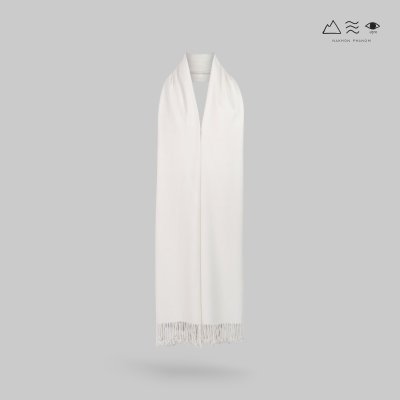 ผ้าพันคอฝ้ายทอมือ สีขาวธรรมชาติ