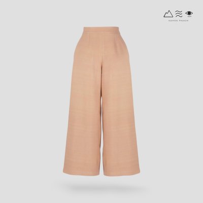 กางเกงขาบาน ซิปหลัง ผ้าทอมือ 4 ตะกอ เปลือกไม้