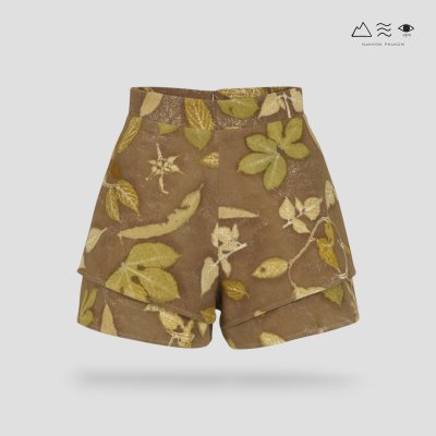ECO กางเกงขาสั้น ระบาย 2 ชั้น สียูคาลิปตัส