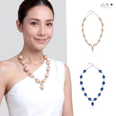 สร้อยคอระย้า ลูกปัดฝ้ายย้อมสีธรรมชาติ B