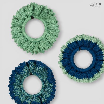 ยางรัดผมถักฝ้าย ย้อมคราม-เปลือกมะม่วง