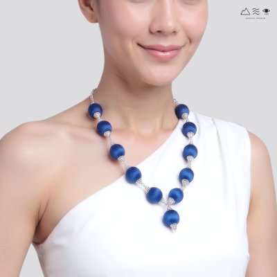 สร้อยคอระย้า ลูกปัดฝ้ายย้อมสีธรรมชาติ B