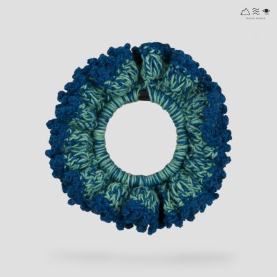 ยางรัดผมถักฝ้าย ย้อมคราม-เปลือกมะม่วง