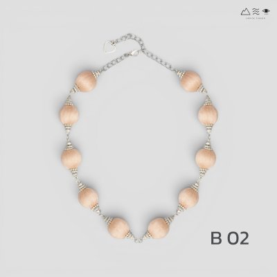 สร้อยคอระย้า ลูกปัดฝ้ายย้อมสีธรรมชาติ - สั้น B