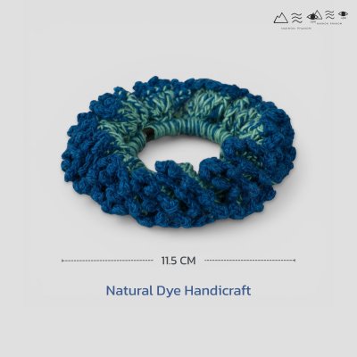 ยางรัดผมถักฝ้าย ย้อมคราม-เปลือกมะม่วง