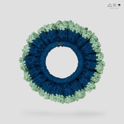 ยางรัดผมถักฝ้าย ย้อมคราม-เปลือกมะม่วง