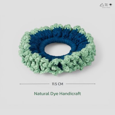 ยางรัดผมถักฝ้าย ย้อมคราม-เปลือกมะม่วง