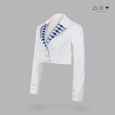 EPO เสื้อเบลเซอร์ครอป ขาว-คราม