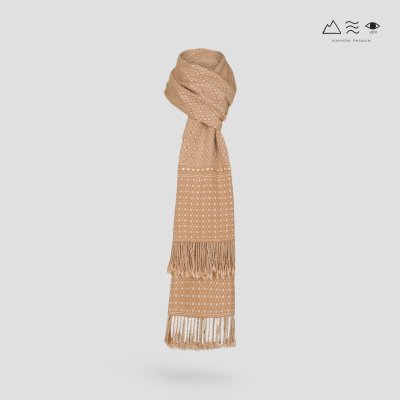 ผ้าพันคอขิดไทกะเลิง ลายตุ้มจุ้ม - เปลือกไม้