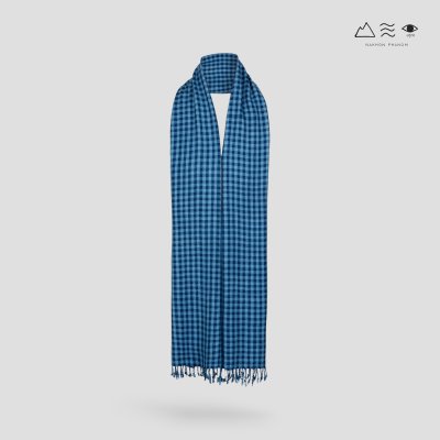 ผ้าพันคอฝ้ายทอมือย้อมคราม 018 ครามตาราง-เล็ก