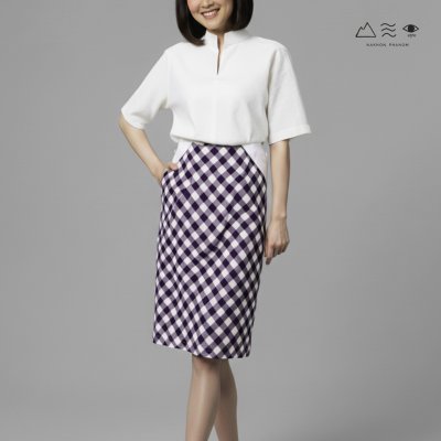 EPO กระโปรงทรงเอ คราม-ขาว