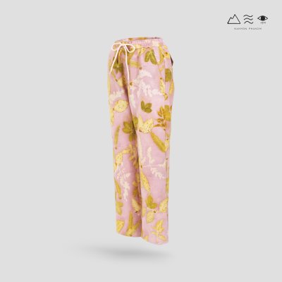 ECO กางเกงขายาว เชือกรูดเอว ช สีรังครั่ง