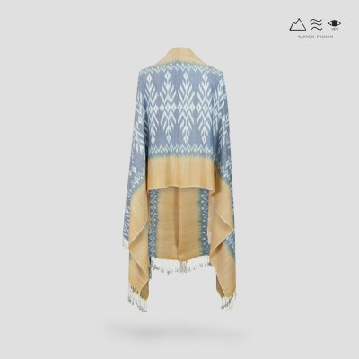 ผ้าคลุมไหล่มัดหมี่ย้อมคราม/ สีธรรมชาติ 003