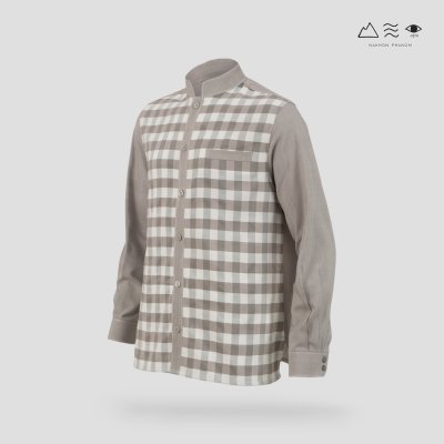 EPO เสื้อเชิ้ตแขนยาว คอจีน ช เทา