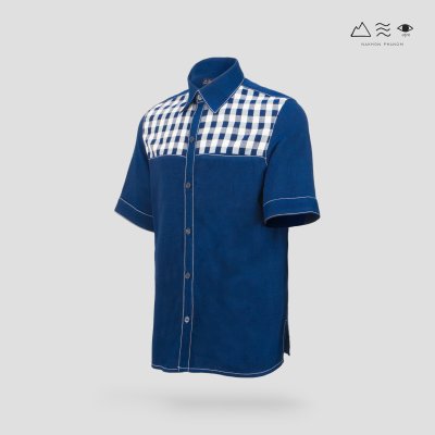 EPO เสื้อเชิ้ตแขนสั้น คอปก ช ครามเข้ม EPO เสื้อเชิ้ตแขนสั้น คอปก ช ครามเข้ม