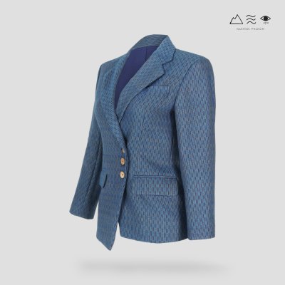 สูท ญ ผ้าทอมือลายราชวัตร คราม