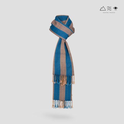 ผ้าพันคอฝ้ายทอมือย้อมคราม 017 ลายทาง-06