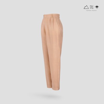 กางเกงทรงแคบ จีบเอว ผ้าทอมือ 4 ตะกอ เปลือกไม้