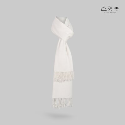 ผ้าพันคอฝ้ายทอมือ สีขาวธรรมชาติ
