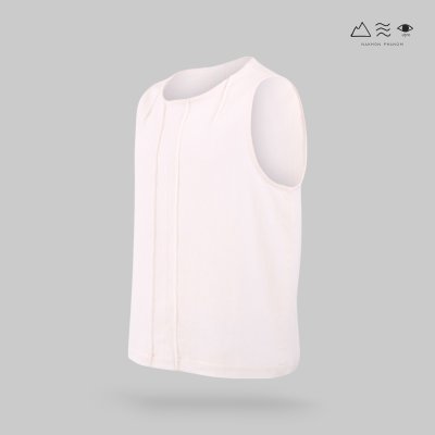 เสื้อแขนกุด ช ฝ้ายทอฟอกนุ่ม สีขาวธรรมชาติ