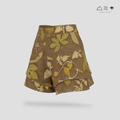 ECO กางเกงขาสั้น ระบาย 2 ชั้น สียูคาลิปตัส