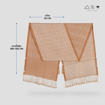 ผ้าพันคอขิดไทกะเลิง ลายดอกลั่นทม - เปลือกไม้