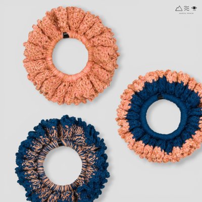 ยางรัดผมถักฝ้าย ย้อมคราม-เปลือกประดู่