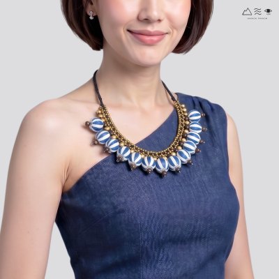 สร้อยคอเชือกถัก ลูกปัดฝ้าย C