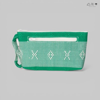 กระเป๋าเครื่องสำอาง ผ้ายกลายตีนซิ่น - เขียว