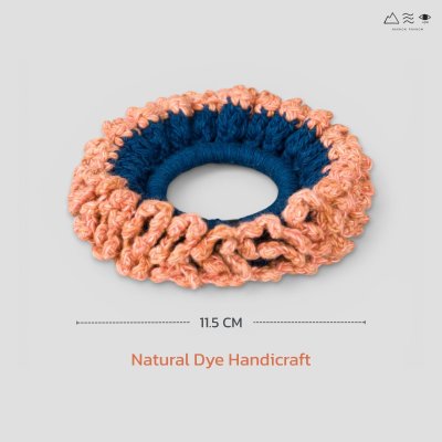 ยางรัดผมถักฝ้าย ย้อมคราม-เปลือกประดู่