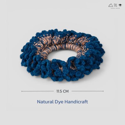 ยางรัดผมถักฝ้าย ย้อมคราม-เปลือกประดู่