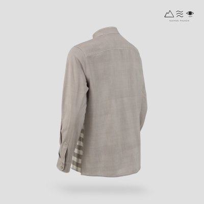 EPO เสื้อเชิ้ตแขนยาว คอจีน ช เทา