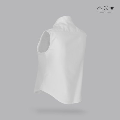 เสื้อเชิ้ตแขนกุดตีเกล็ดทวิสต์ - สั้น ขาว