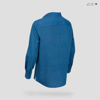 เสื้อเชิ้ต ช แขนยาว ผ้าทอมือ ครามตาราง