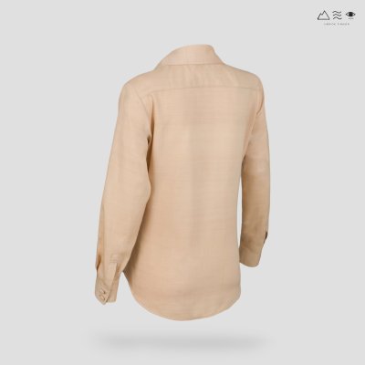 เสื้อเชิ้ตแขนยาว ญ กระดุมผ้า-เปลือกไม้