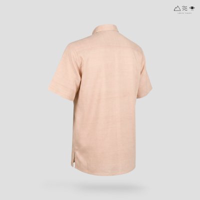 เสื้อเชิ้ต ช คอจีน แขนสั้น กระดุมยาว เปลือกไม้
