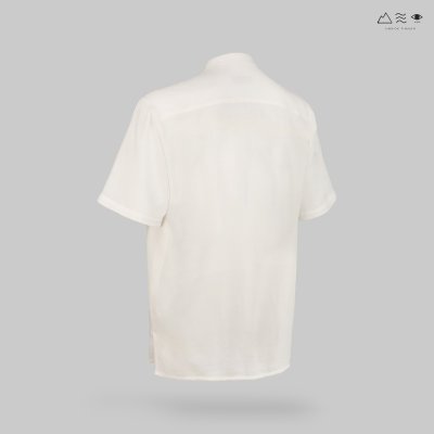 เสื้อเชิ้ต ช คอจีน แขนสั้น กระดุมยาว ขาว