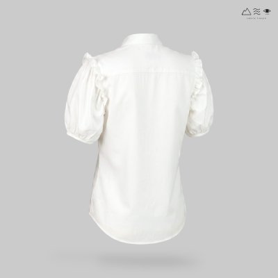 เสื้อผ้าฝ้ายทอมือ คอจีนแขนตุ๊กตา - ขาว