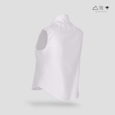 เสื้อเชิ้ตแขนกุดตีเกล็ดทวิสต์ - สั้น ขาว